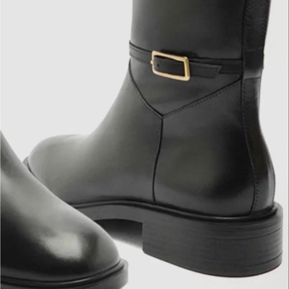 🚨Arezzo Women’s Bota Baixo Leather Knee-High Boots| Size: 5.5B | Black NWB - Picture 5 of 5